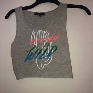 a grey stay wild crop top